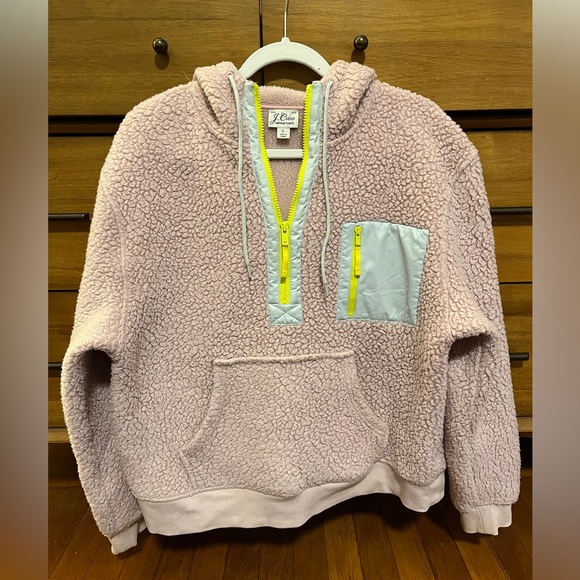 J. Crew Polartec® sherpa fleece half-zip hoodie Size Large - Picture 2 of 8